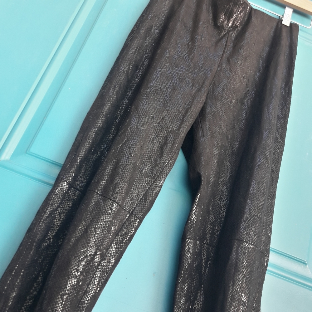 Snakeskin Pants Faux Leather Zipper Ankle Leggings Black Snake Skin Animal Print
